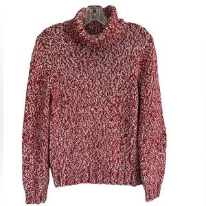 Ann Taylor, red and white knit sweater medium